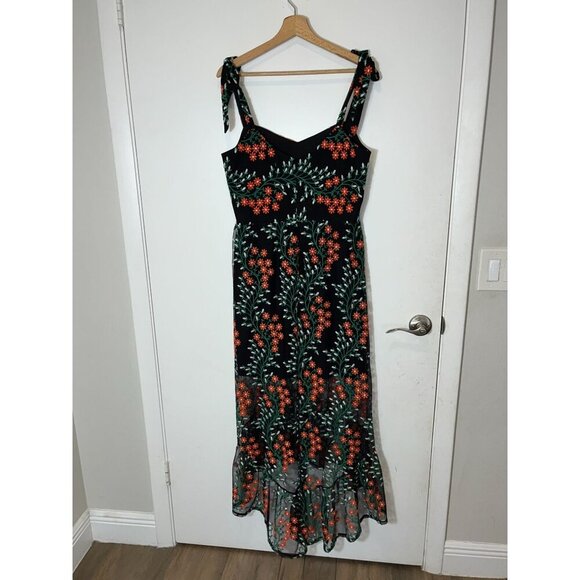 Dress the Population Wren Midi Dress Floral Embroidered - Black Multi Large Wome - Picture 8 of 13